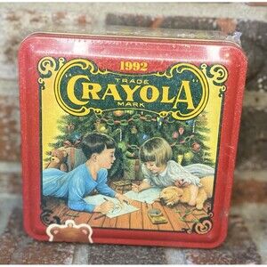 1992 Crayola Crayon Collectors Tin Christmas Box 64 Crayons Vintage New Sealed